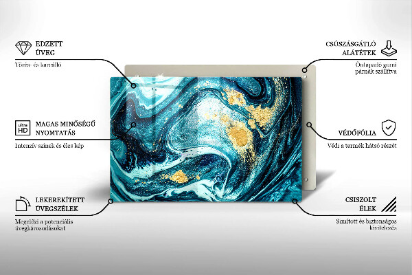 Tábua cozinha Azul abstrato dourado