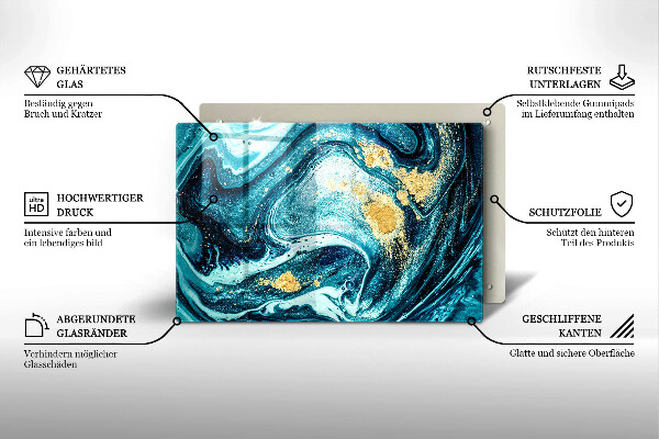 Tábua cozinha Azul abstrato dourado