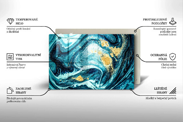 Tábua cozinha Azul abstrato dourado