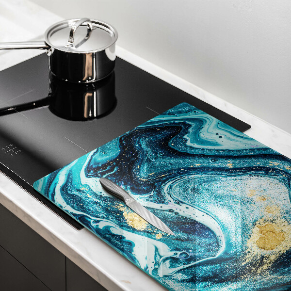 Tábua cozinha Azul abstrato dourado