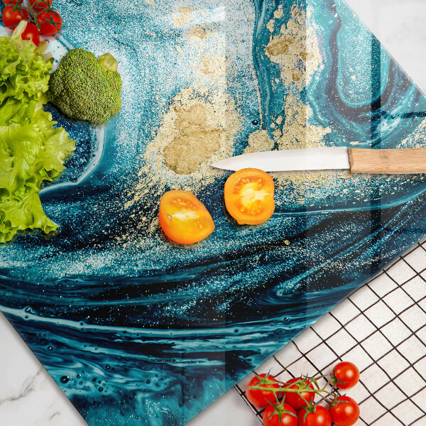 Tábua cozinha Azul abstrato dourado