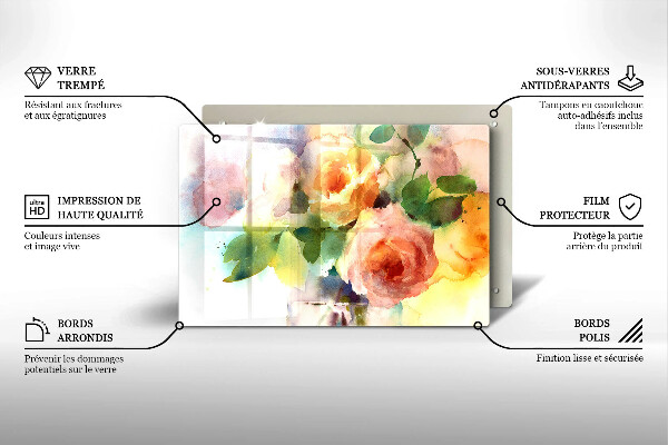 Tábua de cortar Flores pintadas