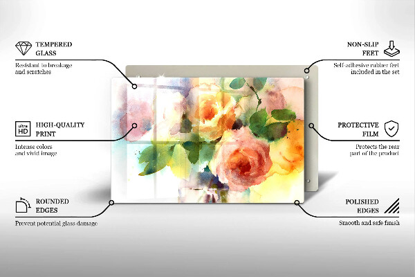 Tábua de cortar Flores pintadas