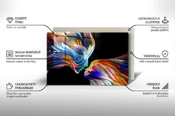 Tábua de corte de vidro Beijo abstrato