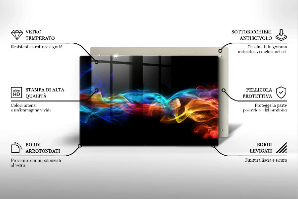 Tábua de cortar alimentos Fumaça colorida