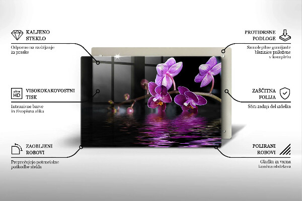 Tábua de corte de vidro Água Zen de Orquídea