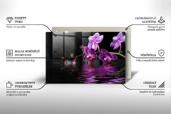 Tábua de corte de vidro Água Zen de Orquídea