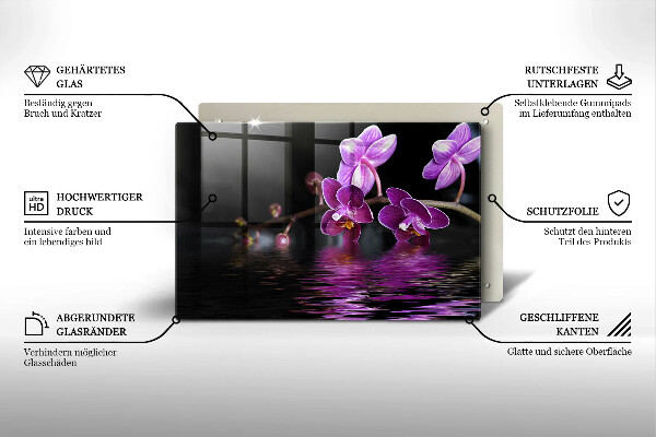 Tábua de corte de vidro Água Zen de Orquídea