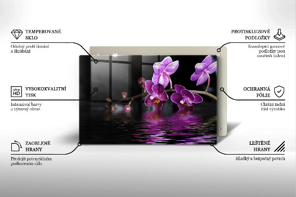 Tábua de corte de vidro Água Zen de Orquídea