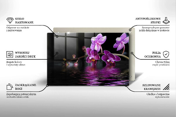 Tábua de corte de vidro Água Zen de Orquídea