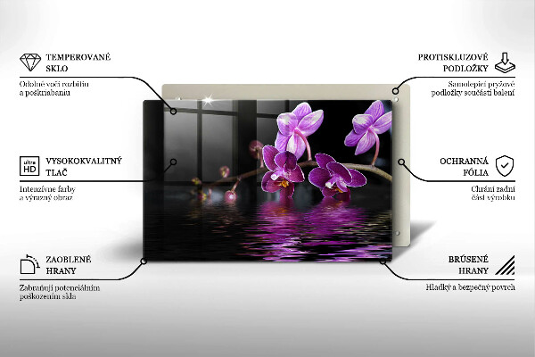 Tábua de corte de vidro Água Zen de Orquídea