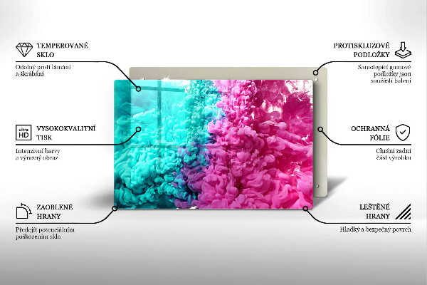 Tábua de corte Fumaça rosa-turquesa