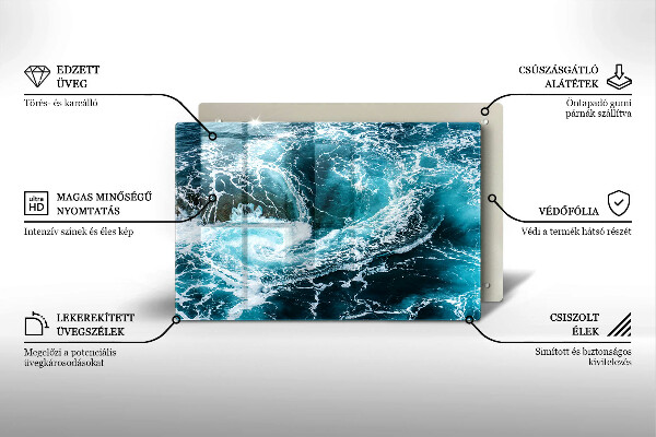 Tábua de cortar alimentos Ondas espumosas de água
