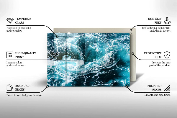 Tábua de cortar alimentos Ondas espumosas de água