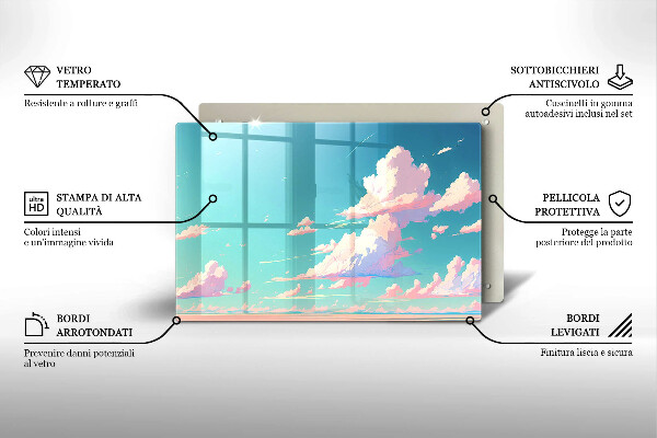 Tábua de cortar de vidro Céu de conto de fadas