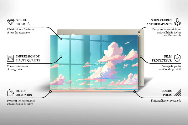 Tábua de cortar de vidro Céu de conto de fadas