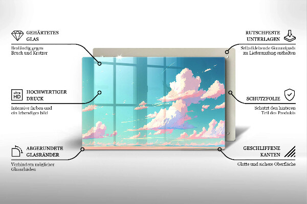 Tábua de cortar de vidro Céu de conto de fadas