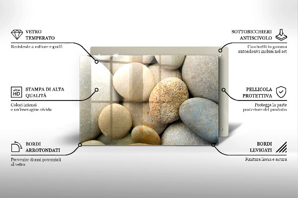 Tábua de corte de vidro Padrão de pedras ovais