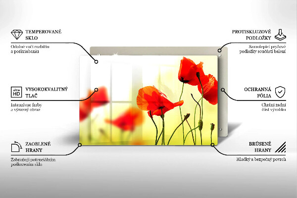 Tábua de corte Flores de papoula vermelha
