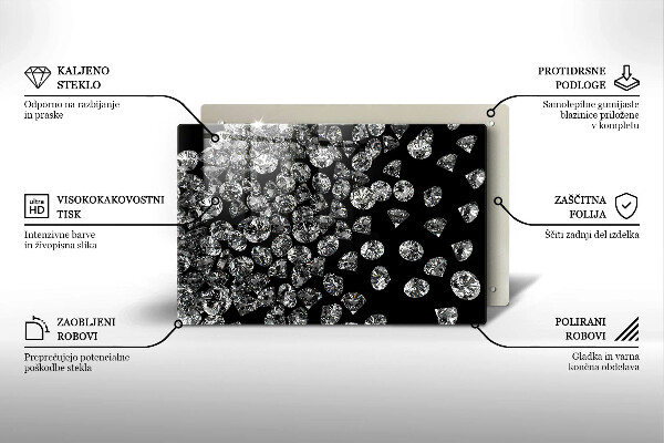 Tábua de corte de vidro Diamantes brilhantes