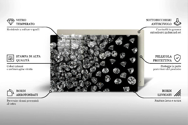 Tábua de corte de vidro Diamantes brilhantes
