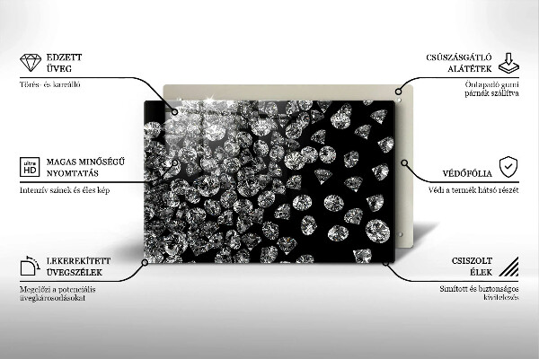 Tábua de corte de vidro Diamantes brilhantes