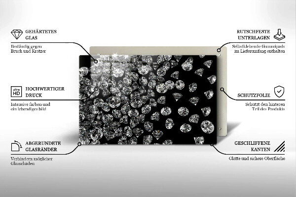 Tábua de corte de vidro Diamantes brilhantes