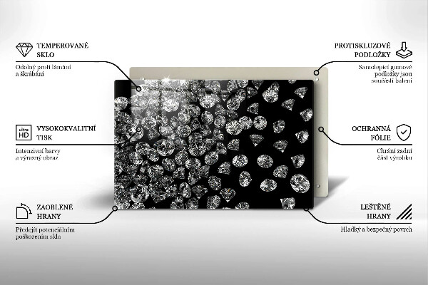 Tábua de corte de vidro Diamantes brilhantes