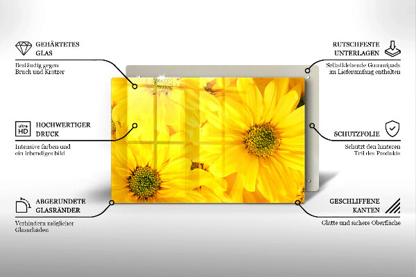 Tábua de corte de vidro Pétalas de flores