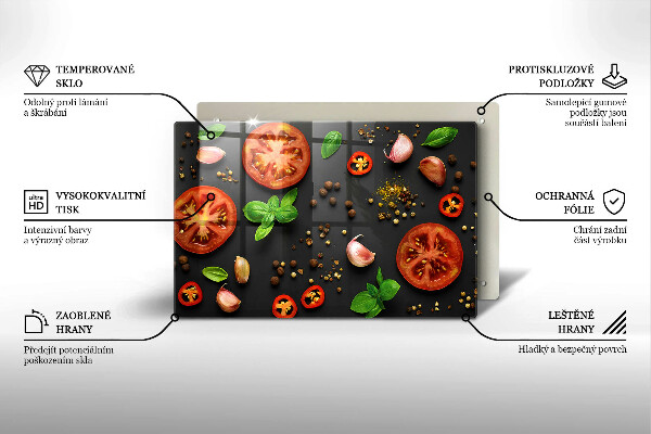 Tábua de cortar de vidro Tomates e especiarias