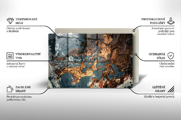 Tábua de vidro Estrutura de rocha dourada