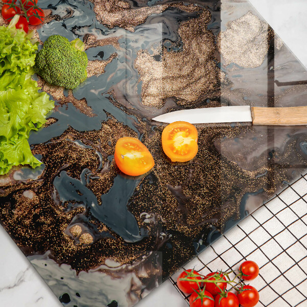 Tábua de vidro Estrutura de rocha dourada