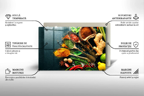Tábua de vidro Colheres de tempero de cozinha