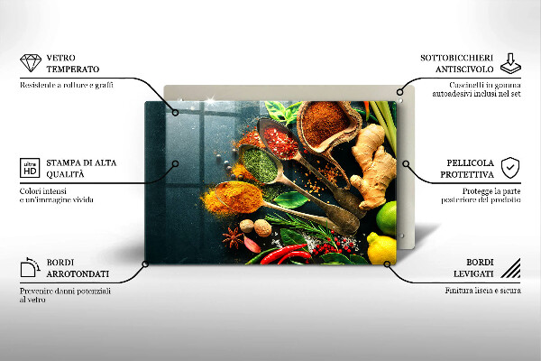Tábua de vidro Colheres de tempero de cozinha