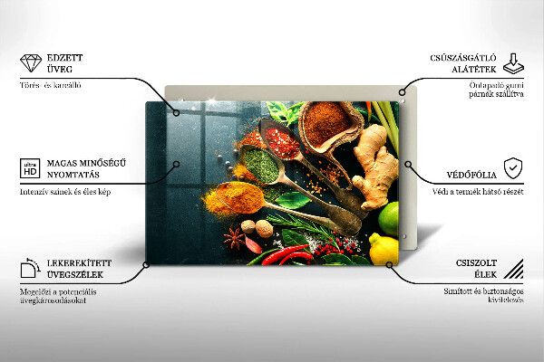 Tábua de vidro Colheres de tempero de cozinha