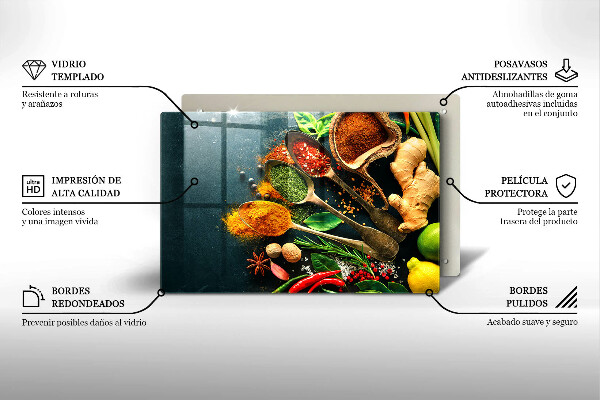 Tábua de vidro Colheres de tempero de cozinha