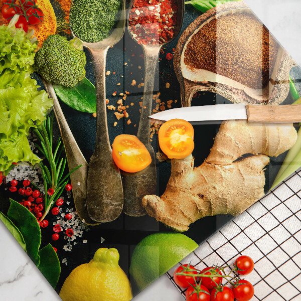 Tábua de vidro Colheres de tempero de cozinha