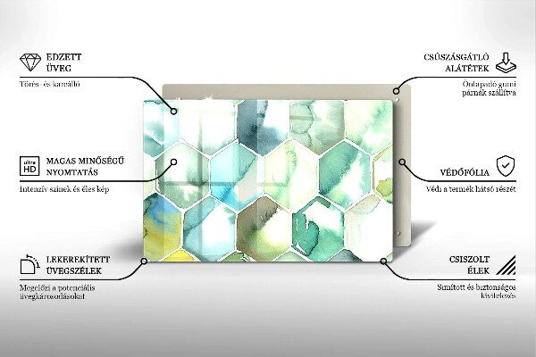 Tábua de corte Hexágonos em aquarela