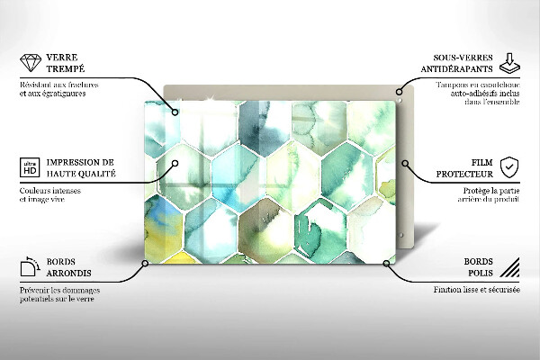 Tábua de corte Hexágonos em aquarela