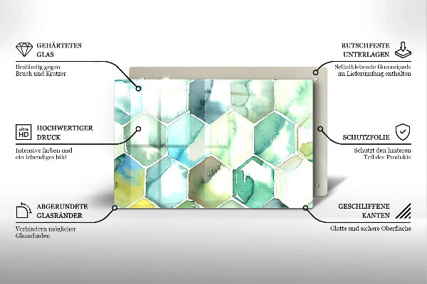 Tábua de corte Hexágonos em aquarela