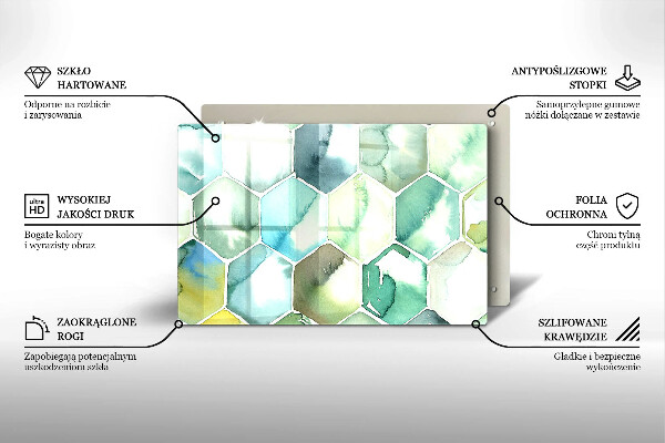 Tábua de corte Hexágonos em aquarela