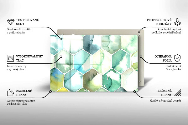 Tábua de corte Hexágonos em aquarela
