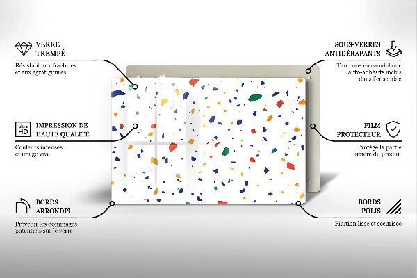 Tábua de vidro Grés colorido