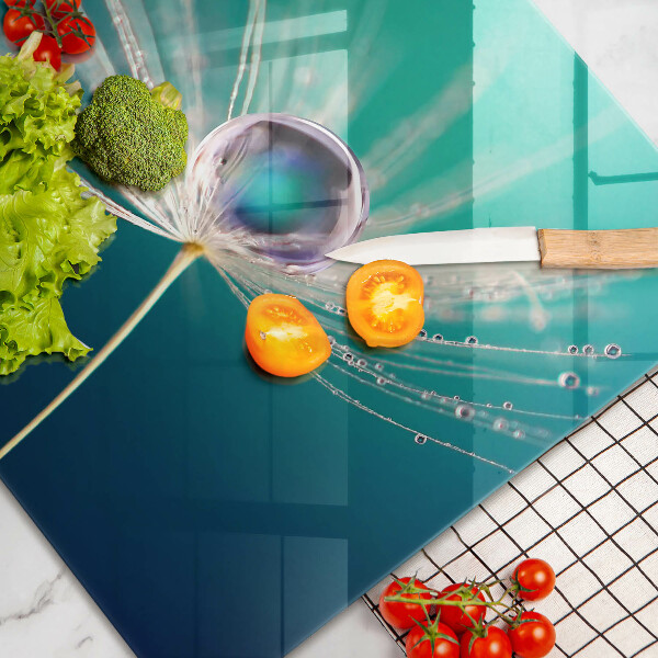 Tábua de cortar de vidro Orvalho em um dente-de-leão