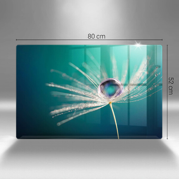 Tábua de cortar de vidro Orvalho em um dente-de-leão