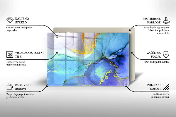 Tábua de corte de vidro Ouro em pedra rachada