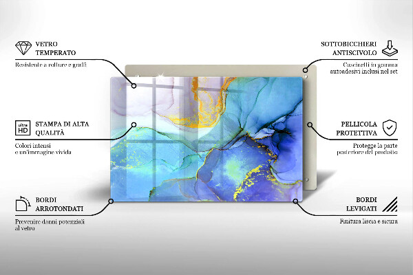 Tábua de corte de vidro Ouro em pedra rachada