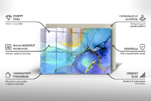 Tábua de corte de vidro Ouro em pedra rachada