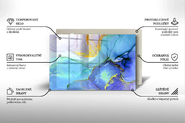 Tábua de corte de vidro Ouro em pedra rachada