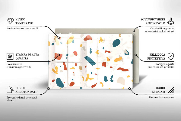 Tábua de vidro Grés decorativo